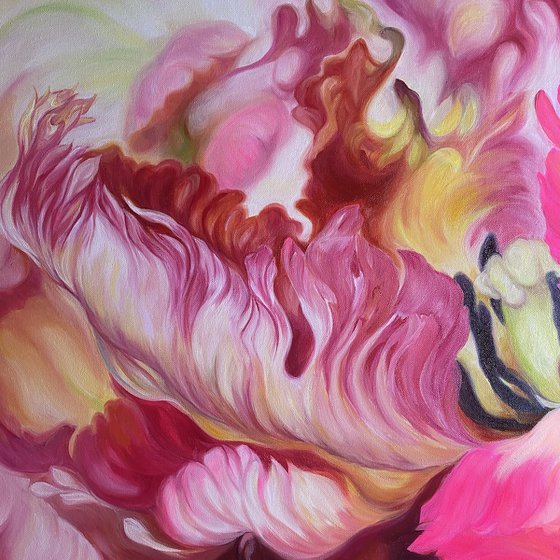 Lifeblood- big parrot tulip flower painting