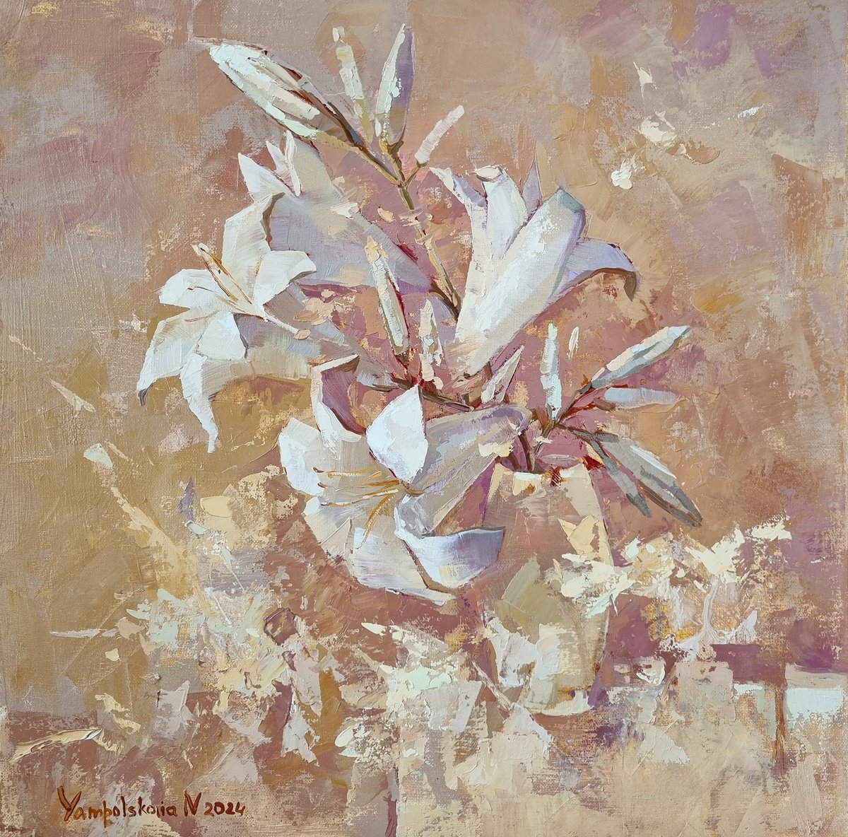 White lilies by Natalia Yampolskaia