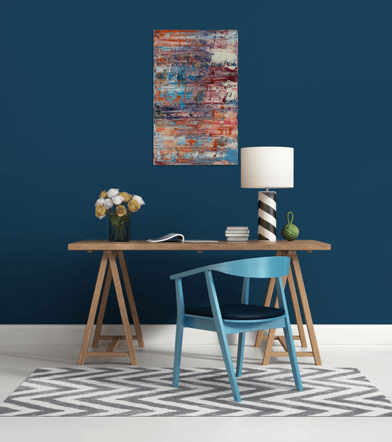 "We'll Float" - Original Large PMS Oil Painting On Mounted Wooden Panel - 20 x 32 inches