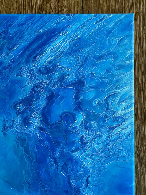 "I Got The Blues" - Save As A Series - Original PMS Abstract Diptych Fluid Acrylic Paintings On Canvas - 32" x 20"