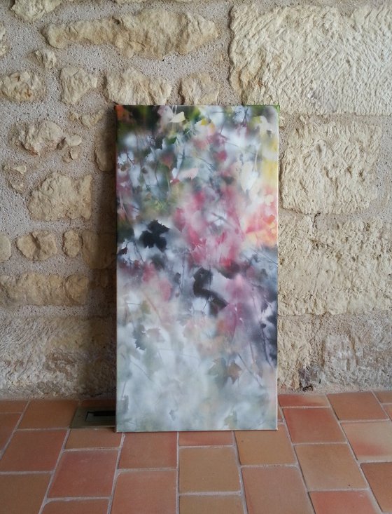 "Nature feuillages 5" - Modern foliages -  Contemporary floral abstract spray-paint and acrylic READY TO HANG interior decoration home design Wall art Dream garden