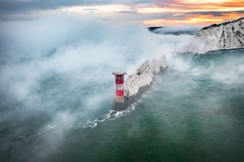 The Needles In Fog - Isle of Wight Print by Chad Powell