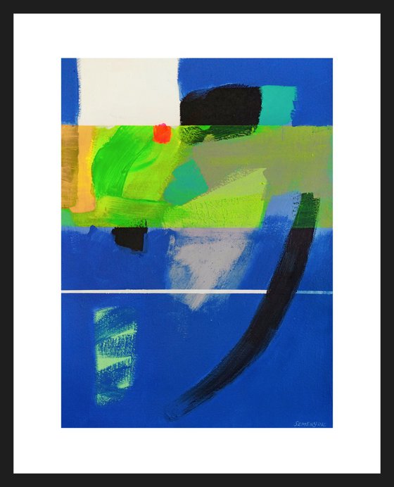 Ultramarine and Green Abstract