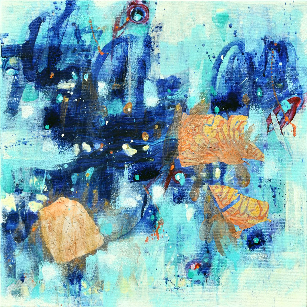 Acceptance - Abstract art - 16 x 16 IN / 41 x 41 CM - Abstract Painting, Ready to Hang by Cynthia Ligeros Abstract Artist
