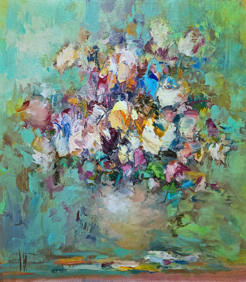 Impressionistic Botanical Oil Painting By Hennadii Penskyi, 14 X 16, Rustling Groves, Original Artwork