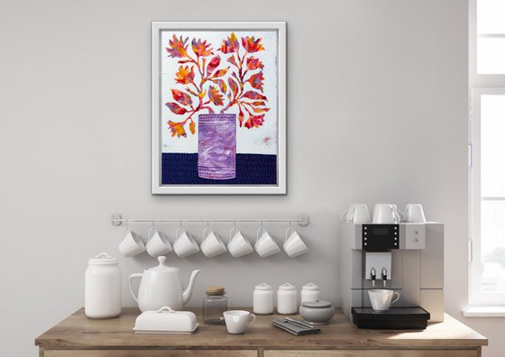 Flowers in Violet Vase