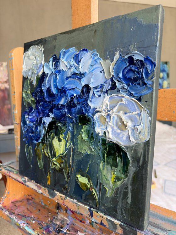 Midnight Hydrangea II — Blue Floral