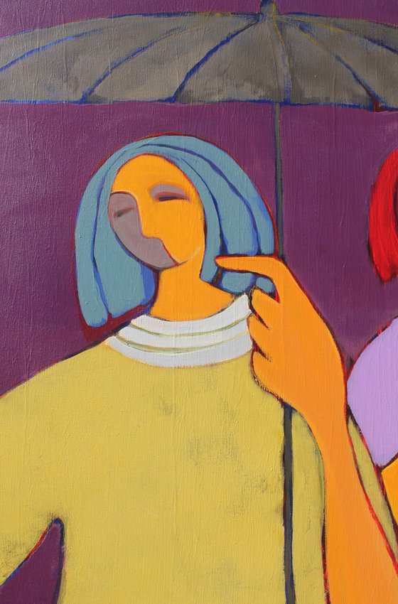 Two under an umbrella.