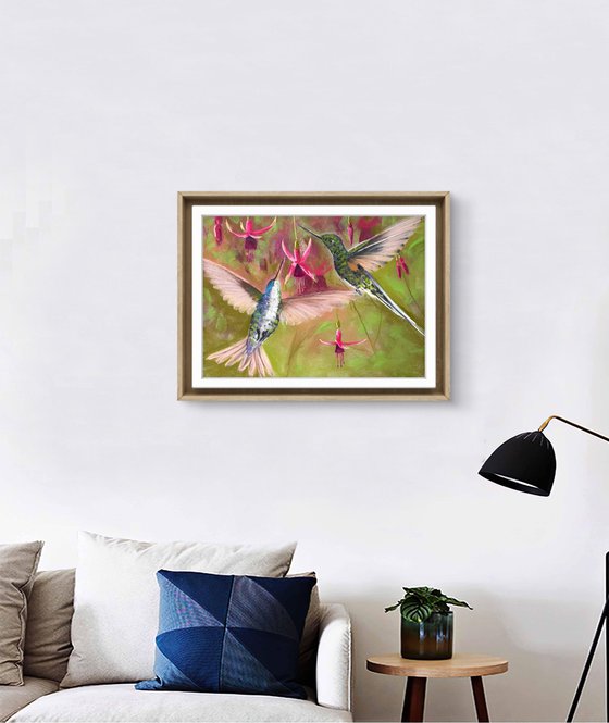 Colibri in flight. Flying