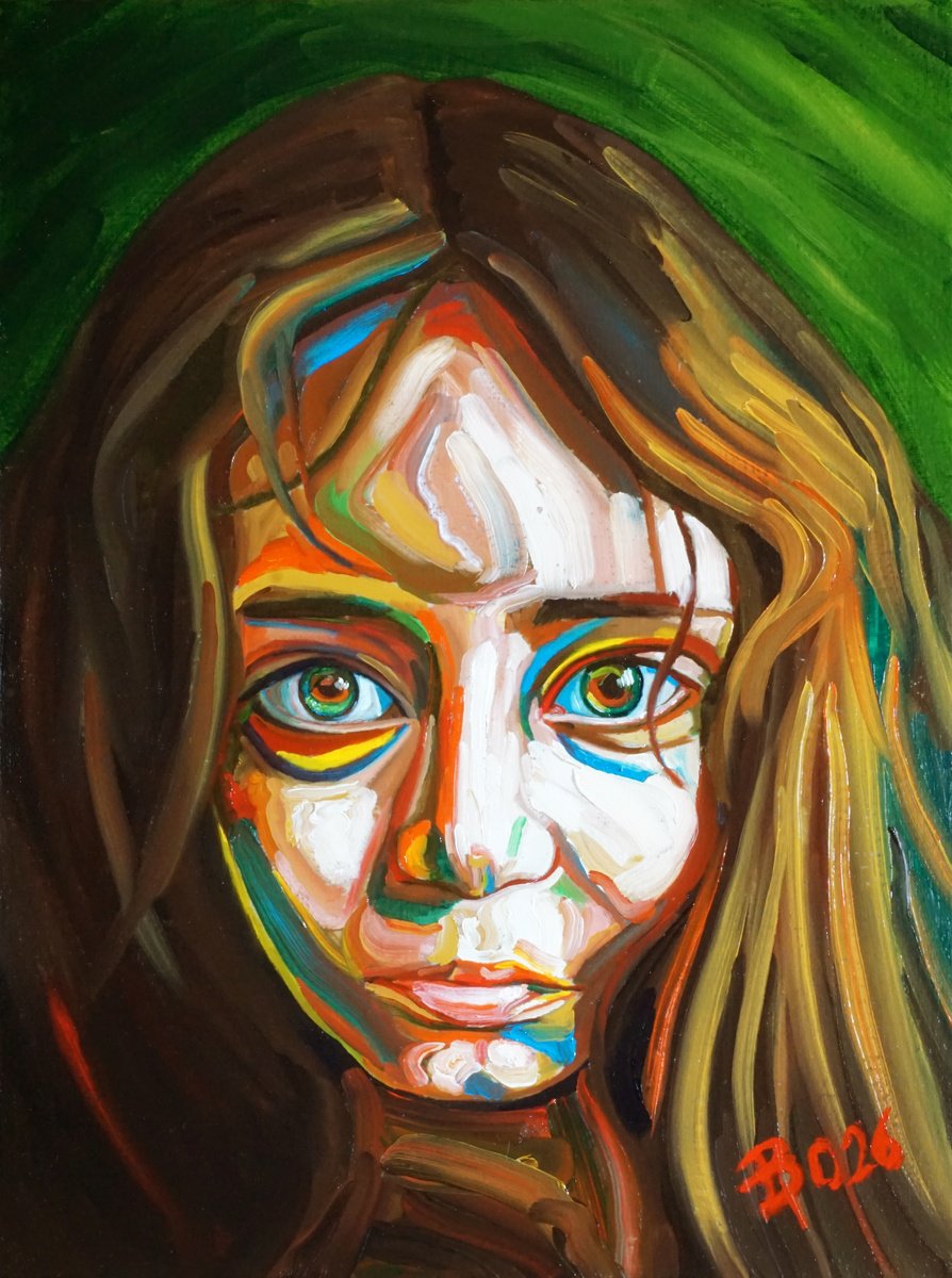 Expressive Oil Painting , Portrait Of A Girl By Paolo Borile, 12 X 16, Artwork For Sale On Artfinder