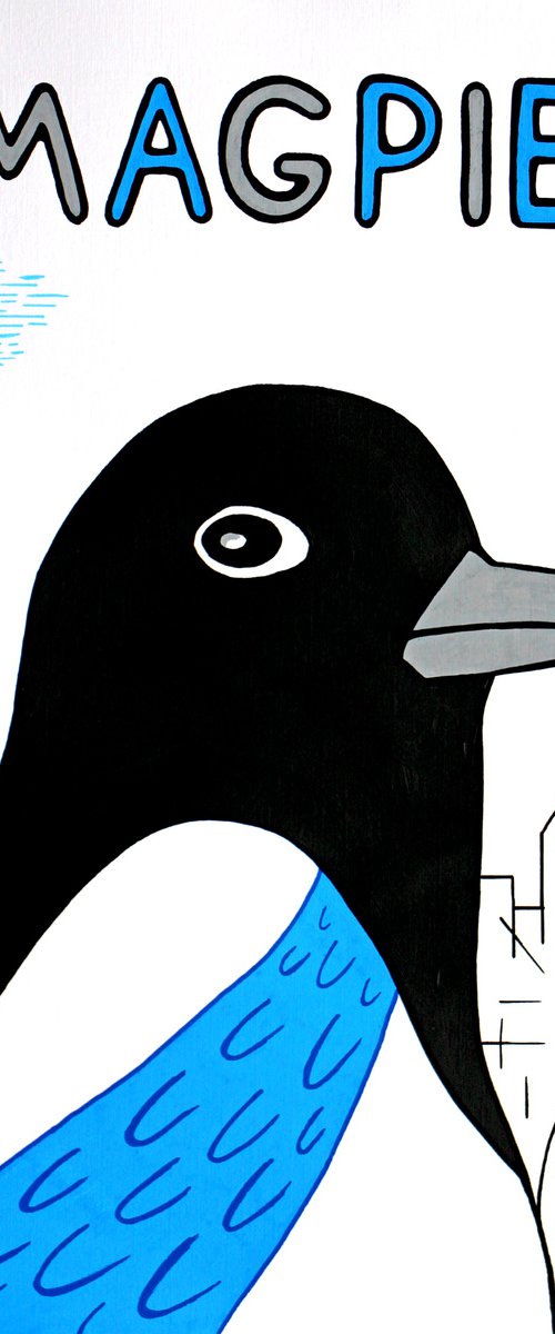 Magpie Painting on Unframed A3 Paper by Ian Viggars