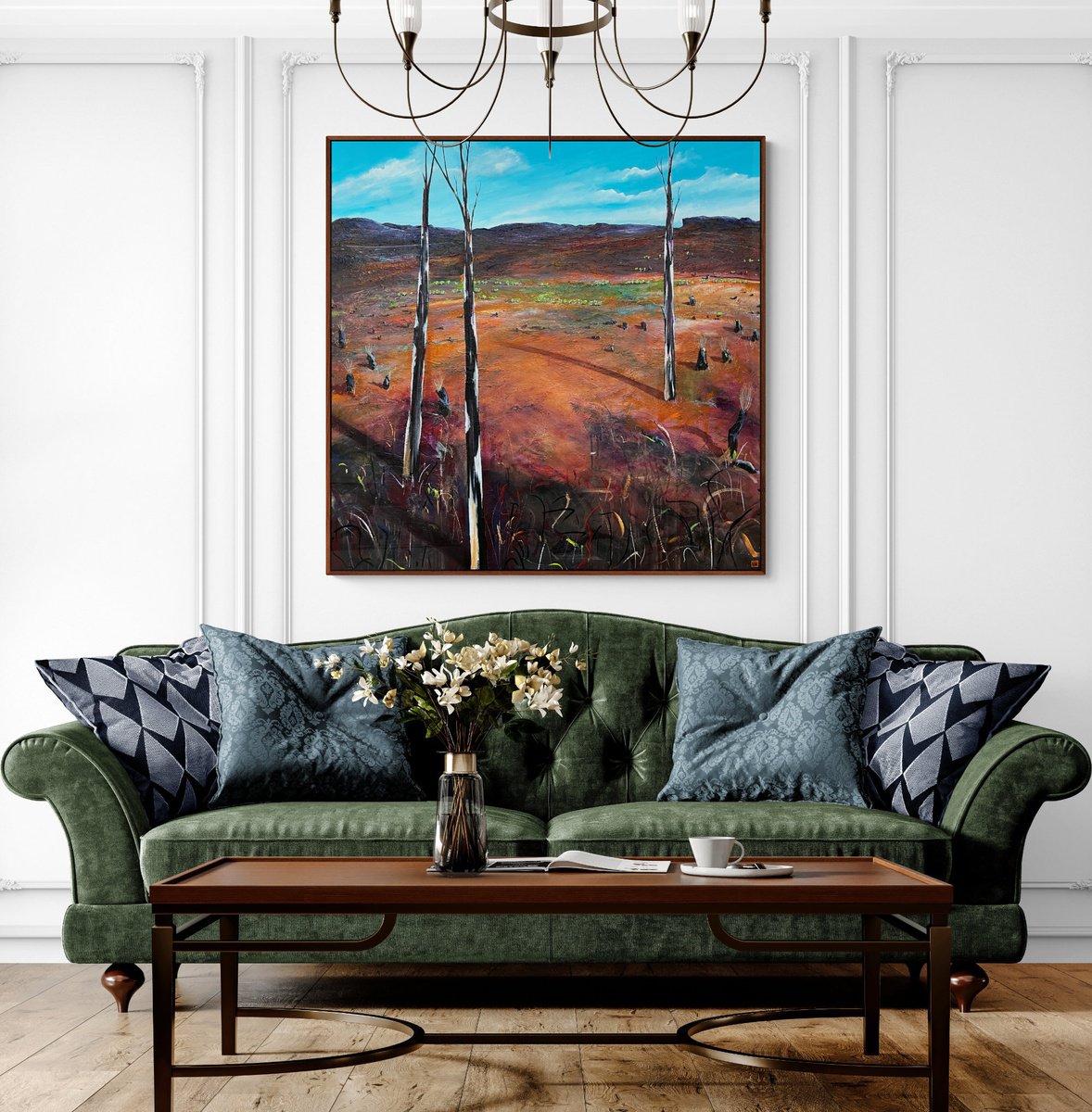 Organic Landscape Acrylic Painting By Tania Chanter, 47 X 47", Beacons Of Hope, Original Artwork