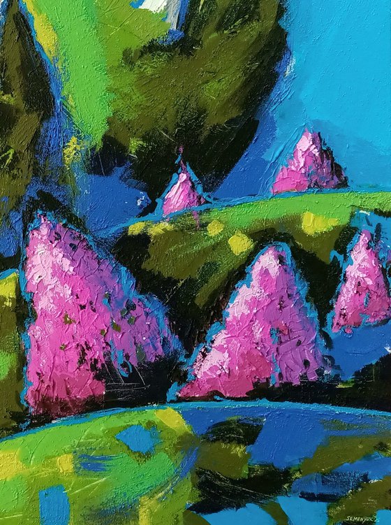 Abstract Green & Violet Rhythm