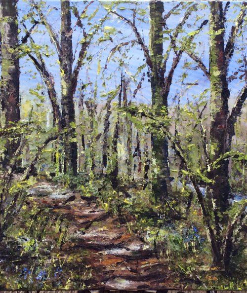 Large Spring Woods (large ready to hang oil painting) by Lucy Smerdon