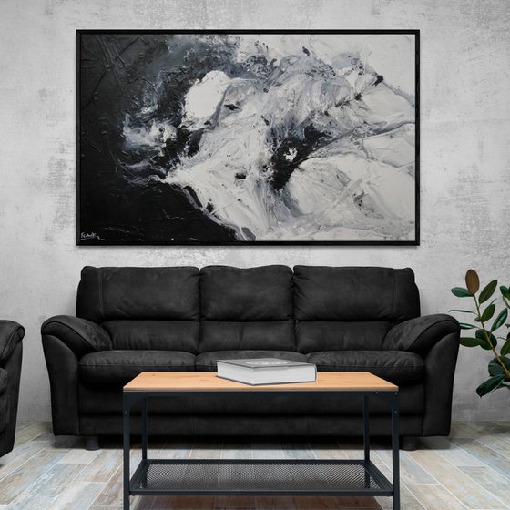 Black Rapture 160cm x 100cm Textured Abstract Art