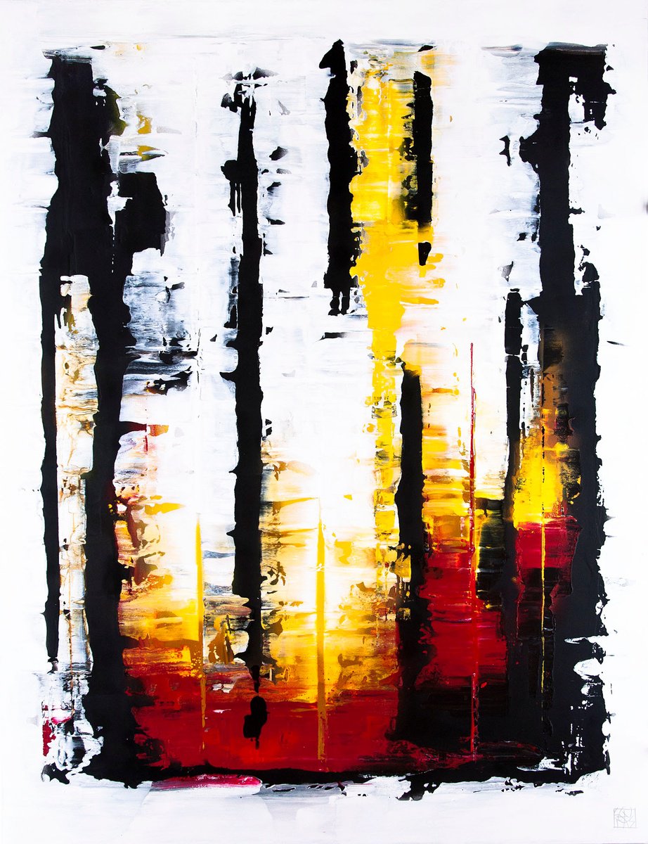 Impressionistic Abstract Acrylic Painting By Jakub Jecminek, 39 X 51, Composition 7034, Original Artwork