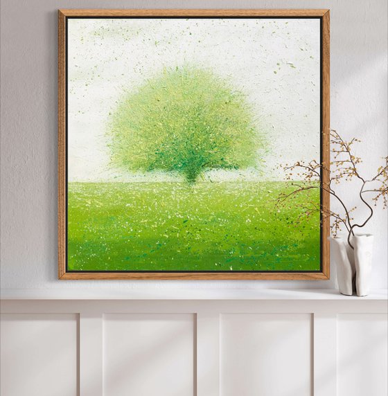 Four seasons. Summer abstract tree painting on canvas 50-50cm