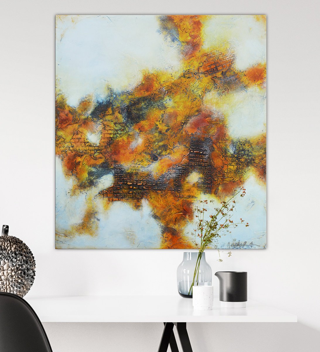 Abstract Acrylic Painting By Andrada Anghel, 36 X 40, Mind Mapping, Original Artwork