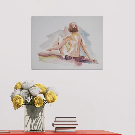 Seated female nude back study