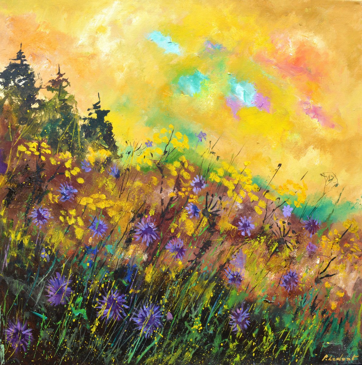 Cornflowers At Dusk By Pol Henry Ledent, 28 X 28, Artwork For Sale On Artfinder