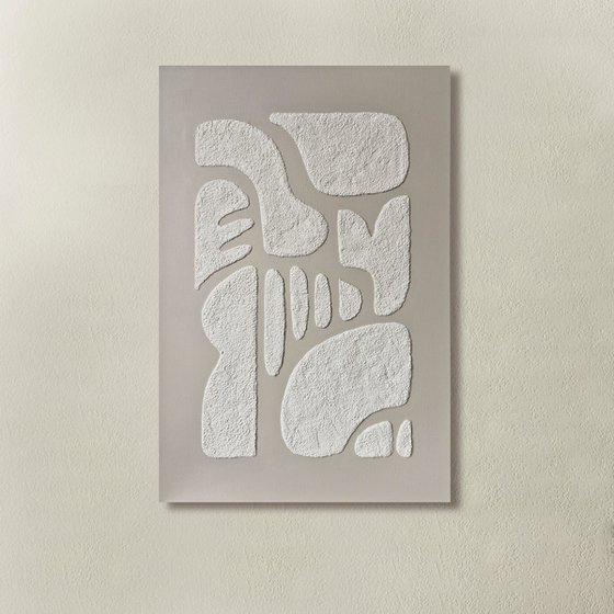 "Rye 3" Gray white abstract textured art