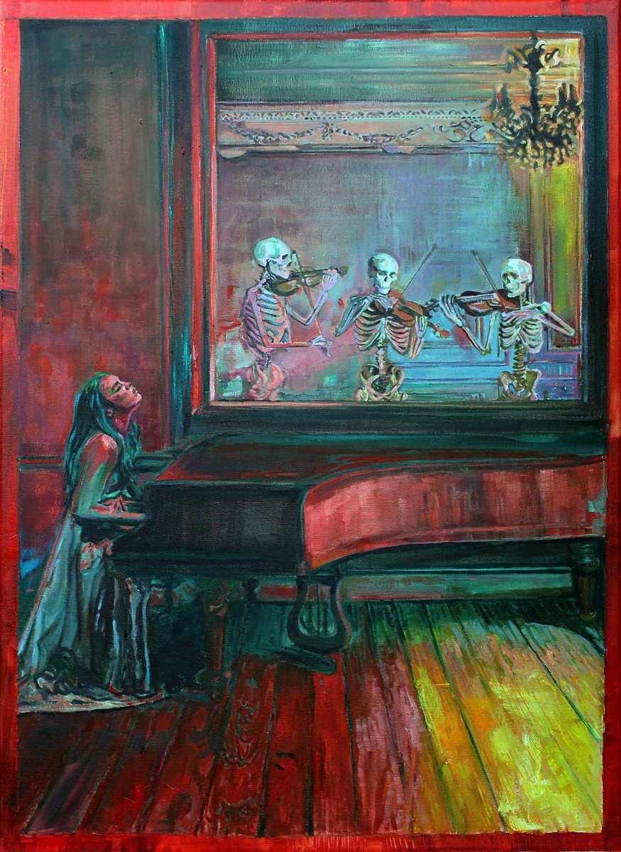 Impressionistic Portrait Oil Painting By Timothy Adam Matthews, 20 X 28", The Saddest Orchestra, Original Artwork