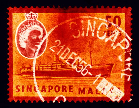 Singapore Stamp Collection '50 cents QEII Steamer Ship' (Orange)