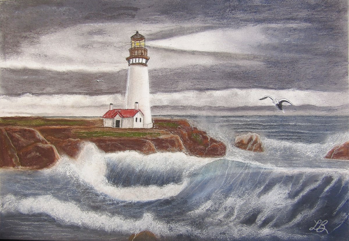 Lighthouse in a Storm by Linda Burnett