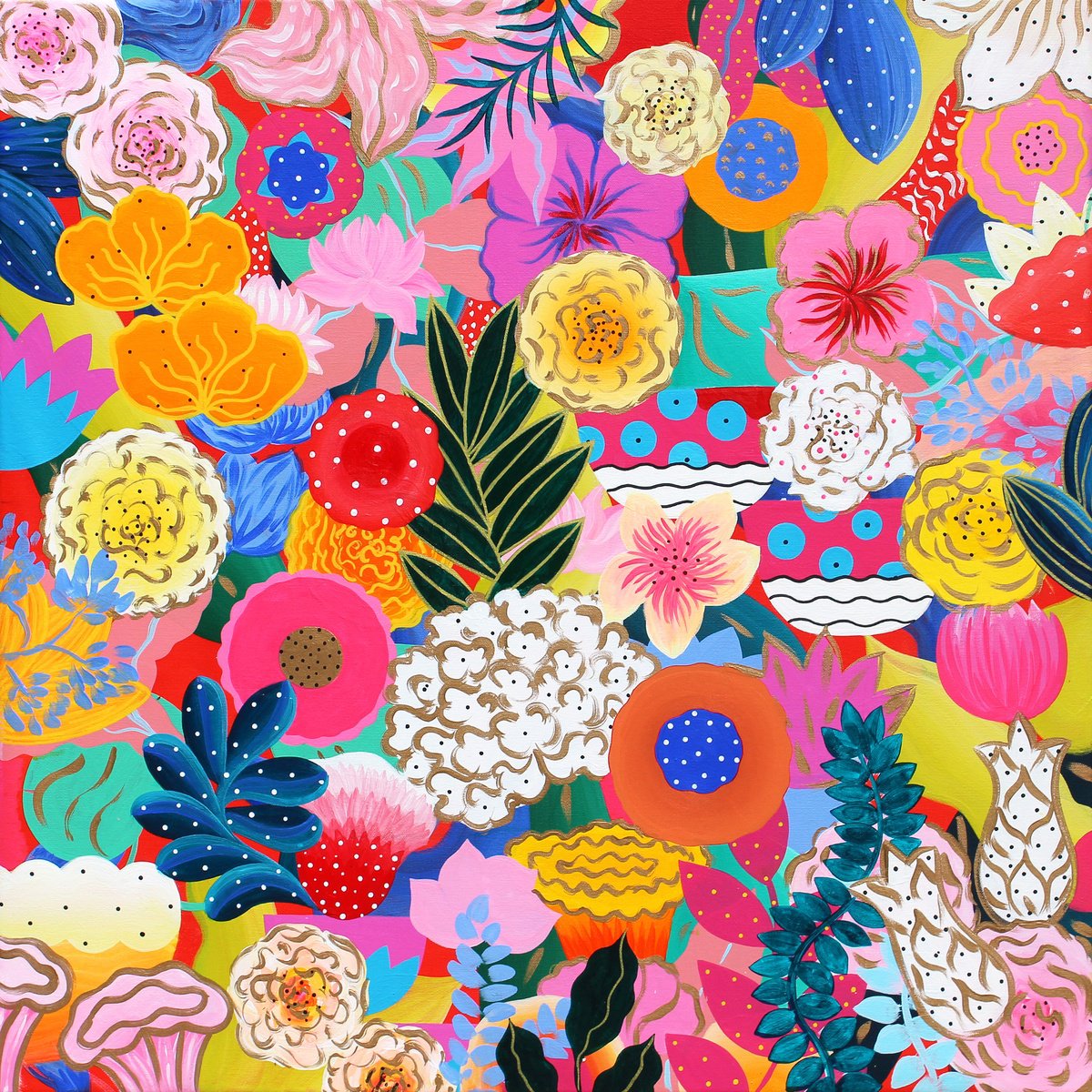 Afternoon In The Flower Bed By Martina Boycheva, 31 X 31, Artwork For Sale On Artfinder