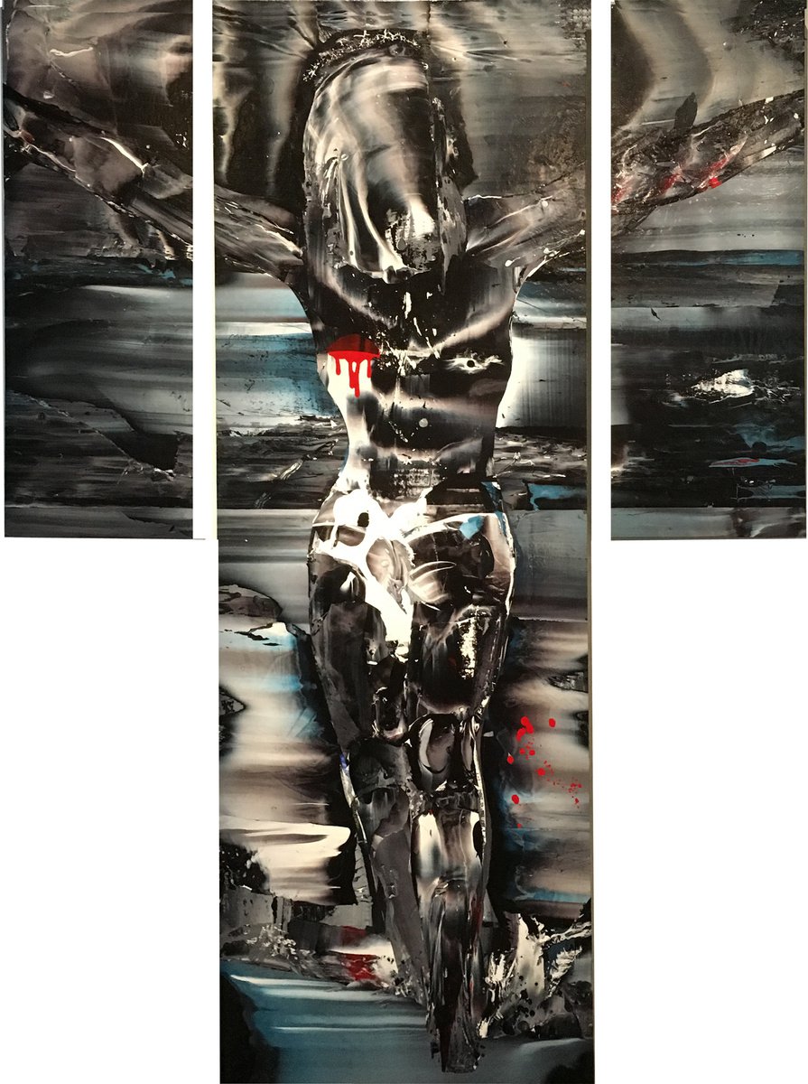 Expressive Portrait Acrylic Painting By Steve Pennisi, 53 X 72", In The Name Of, Original Artwork