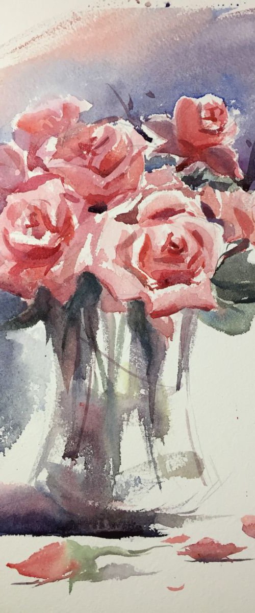 Vase of roses 3 by Jing Chen