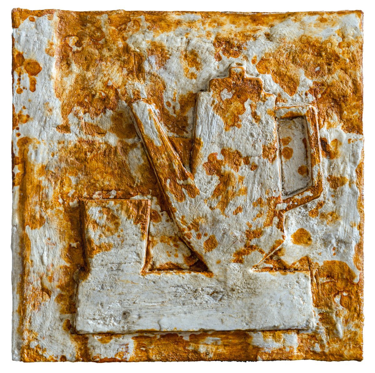 Naive Still Life Relief By Nikolay Marinov, 18 X 18", Still Life Of Afternoon Tea, Original Artwork