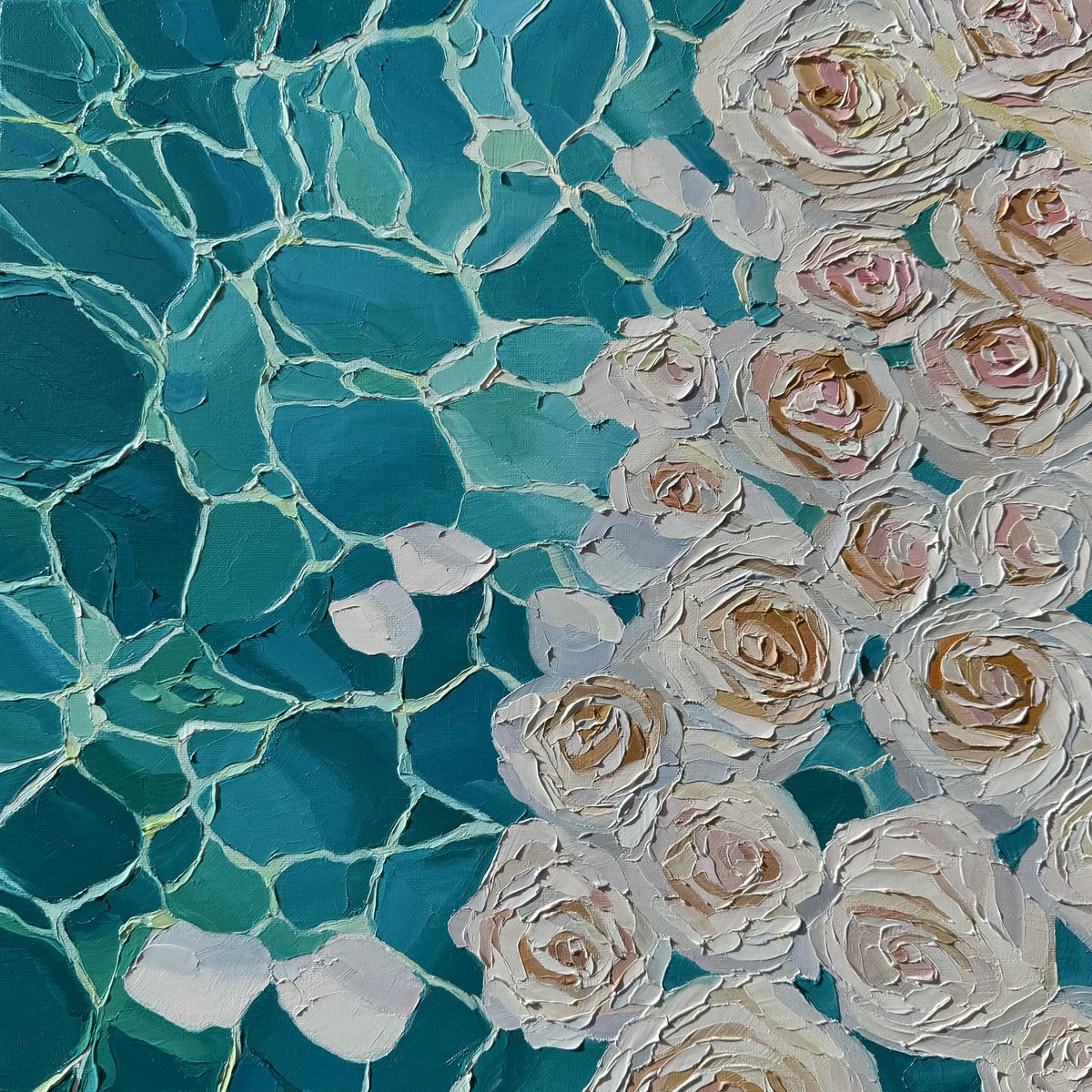 Photorealistic Landscape Oil Painting By Ulyana Korol, 16 X 16", Whitepetals.turquoisesilence, Original Artwork