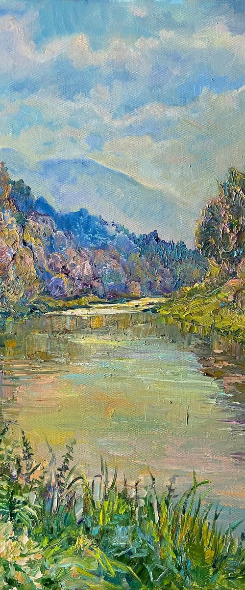 Mountain River, Play of Reflections by Aleksandr Dubrovskyy