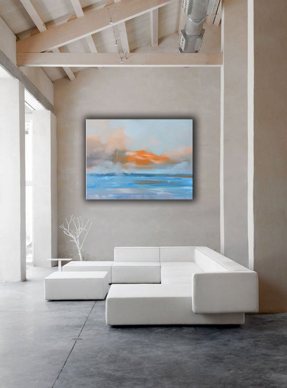 Into Blue and Orange. Large painting, 36" x 48".SOLD
