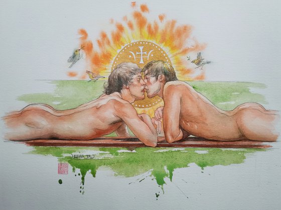 Watercolor - Kiss of peace