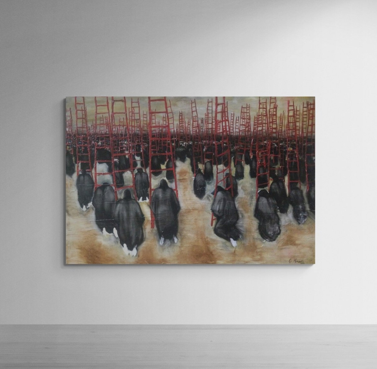 Expressive Landscape Oil Painting By Gela Mikava, 71 X 48, Knocking On Heaven