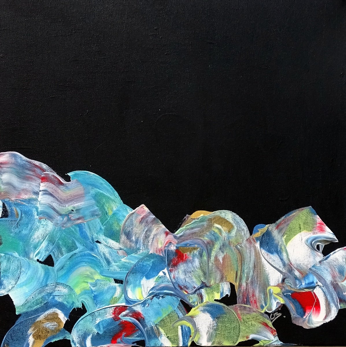 Abstract Animal Acrylic Painting By Cb., 16 X 16, Schnauzer, Original Artwork