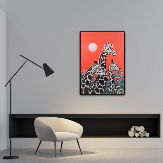 Giraffes / 100 X 70 cm