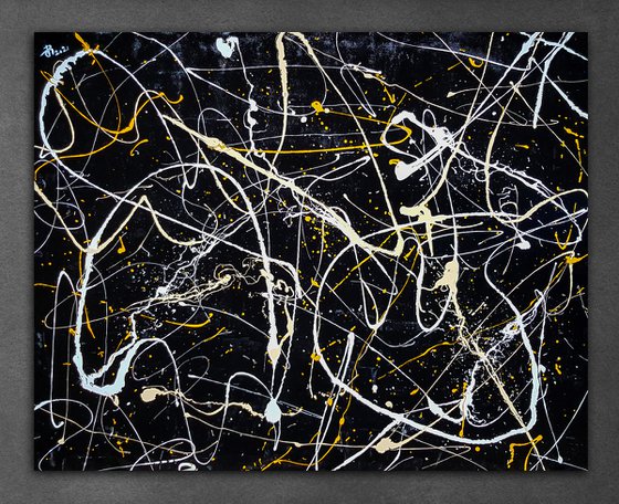 - VOK N-5 - (H)96x(W)120 cm. Style of JACKSON POLLOCK. Abstract Expressionism Painting