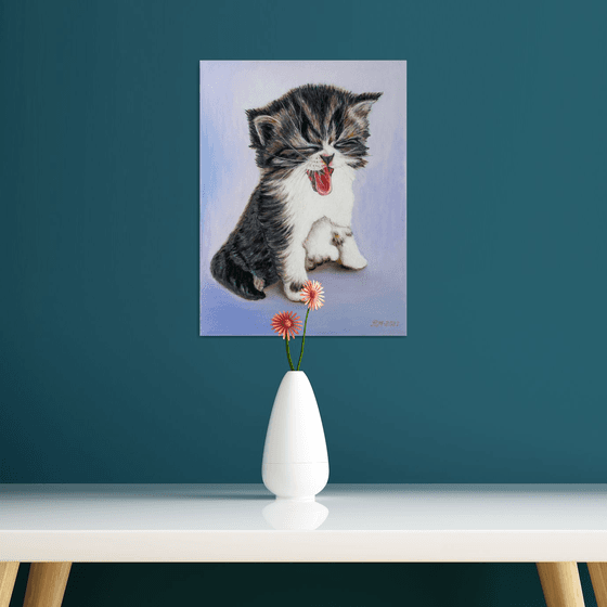 Meow! - original oil painting, cat painting, home decor, gift, wall art, art for sale, artfinder art