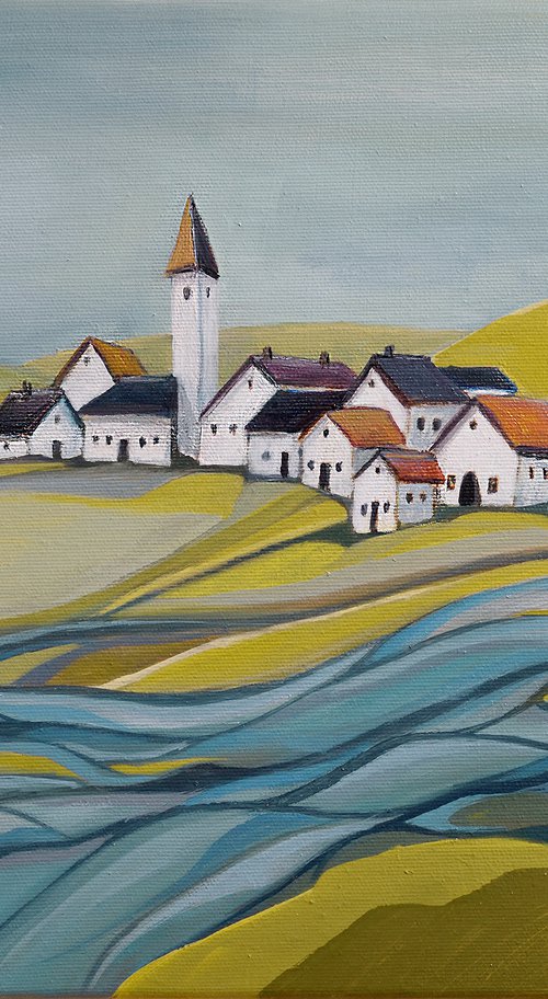 Village by the river by Aniko Hencz