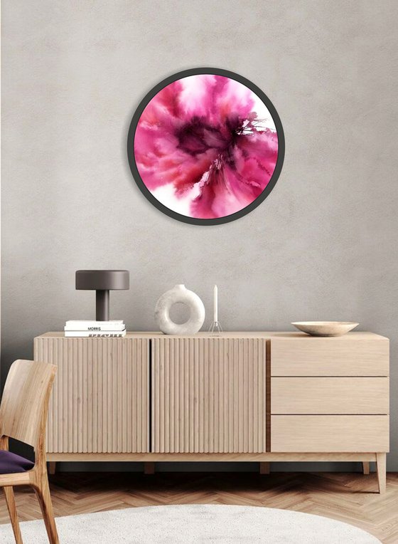 Peonies, floral round art