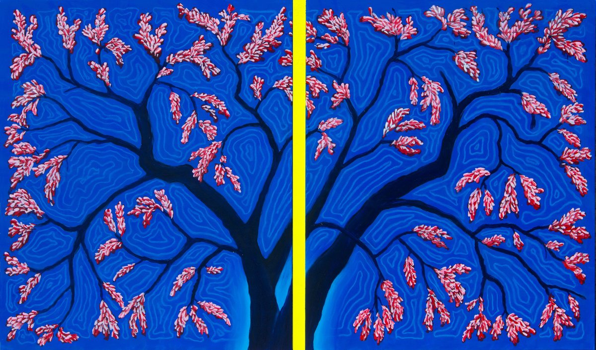 Oil Painting , The Judas Tree By Lewis Evans, 81 X 47, Artwork For Sale On Artfinder