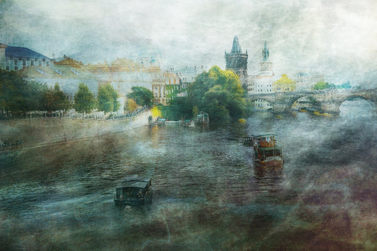 Illustrative Cityscapes Photograph By Srdjan Jevtic, 29 X 43", Prague, Original Artwork