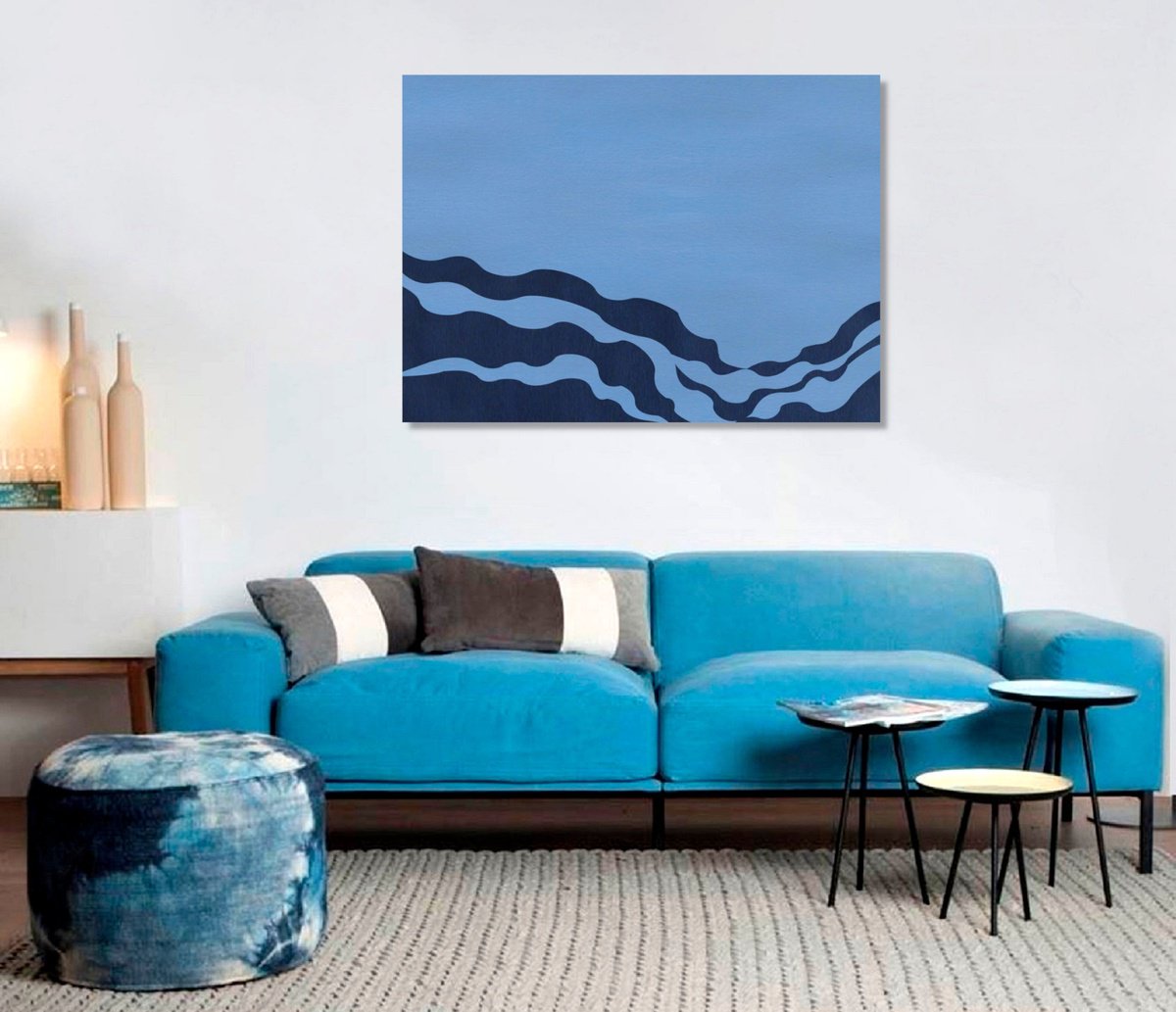 Abstract Landscape Acrylic Painting By Marina Krylova, 43 X 31", Abstract Landscape #31, Original Artwork