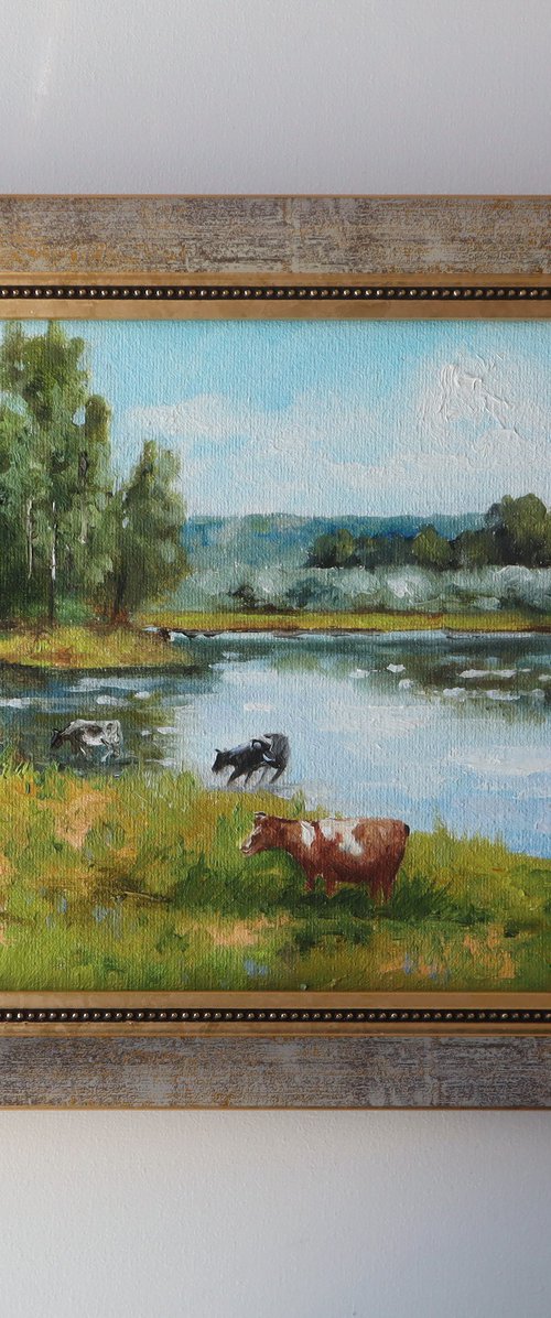 Cows Painting, Summer Snerey by Natalia Shaykina