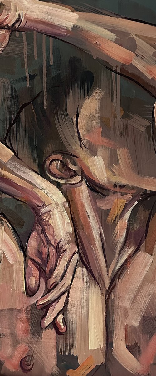Male nude figure, naked man, gay queer oil painting by Emmanouil Nanouris