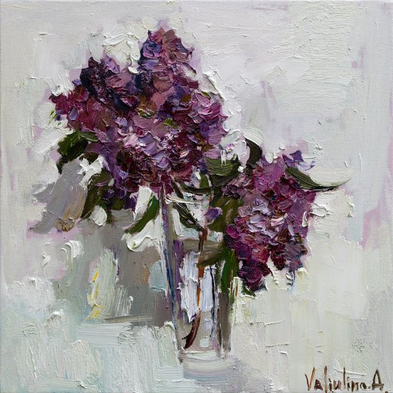 Lilacs in vase - Original oil painting