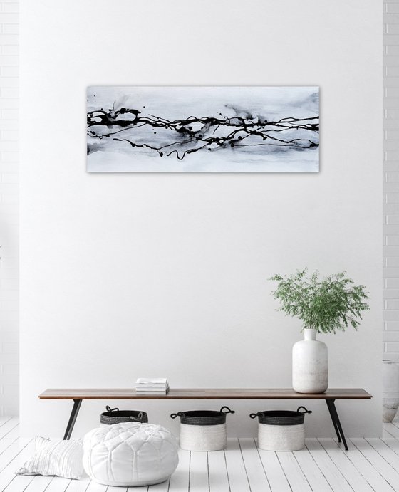 Monochrome Grey Flow Abstract